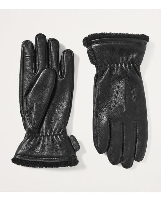 Aspinal Black Deerskin Gloves for men