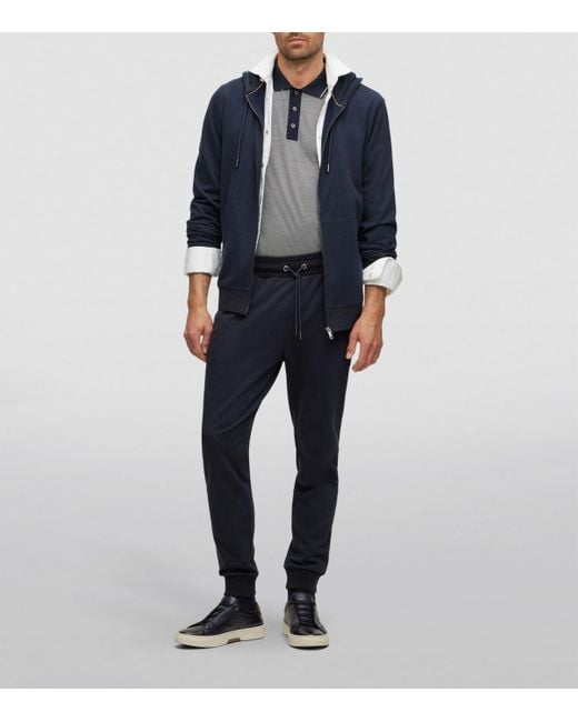 Boss Blue Cotton-Cashmere Sweatpants for men
