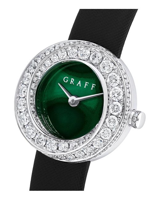 Graff Green White Gold And Diamond Spiral Watch 23mm