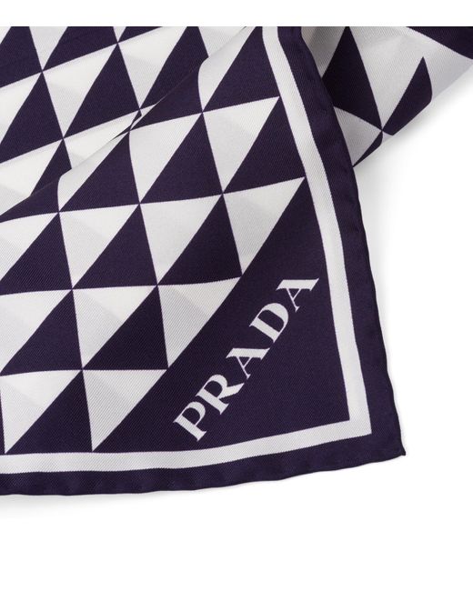 Prada Blue Silk Triangle Scarf