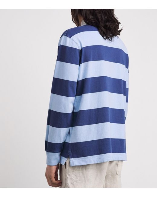 Polo Ralph Lauren Blue Cotton Stripe Rugby Shirt for men