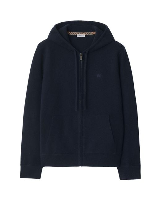 Burberry Blue Cashmere-Blend Zip-Up Slim Hoodie for men