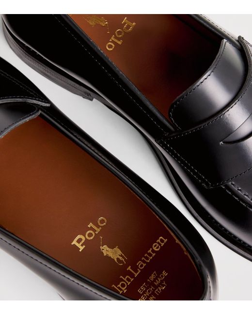 Polo Ralph Lauren Black Leather Maestra Penny Loafers