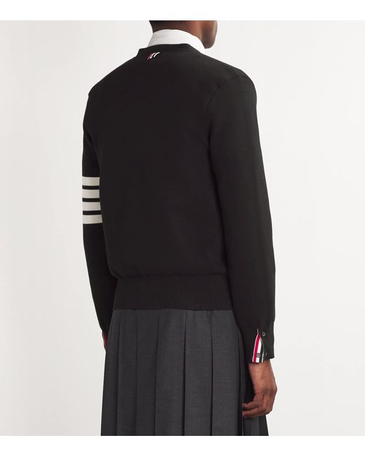 Thom Browne Black Milano-Stitch V-Neck Cardigan for men