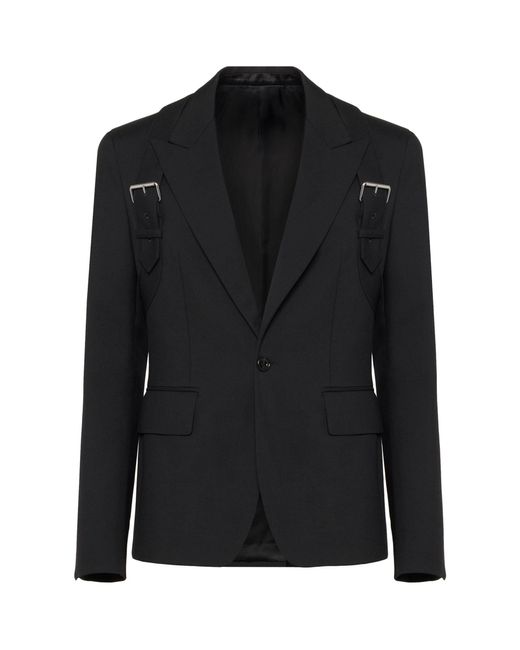 Alexander McQueen Black Wool Harness-detail Blazer for men