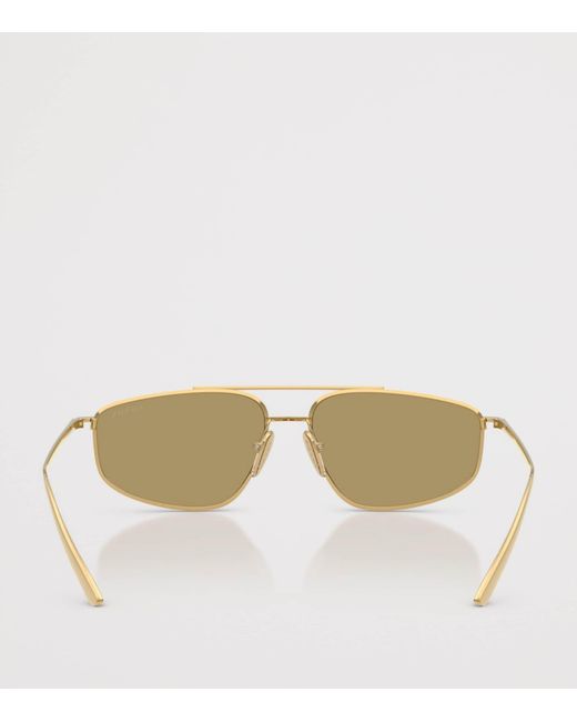 Prada Natural Metal Rectangular Sunglasses