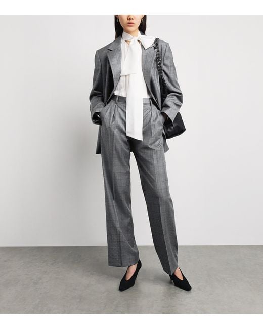 Sandro Gray Wool Rhinestone Straight Trousers
