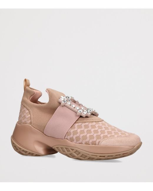 Roger Vivier Pink Viv' Run Strass Buckle Sneakers