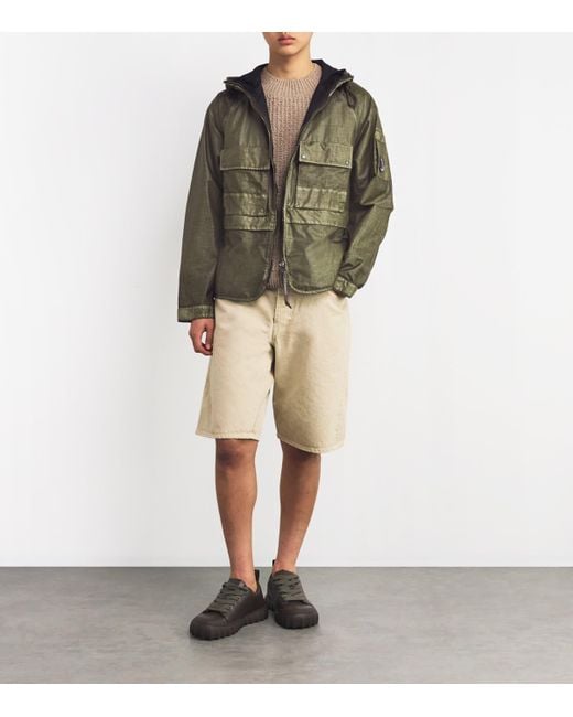 C P Company Green Rafia Drawstring-Hood Jacket for men