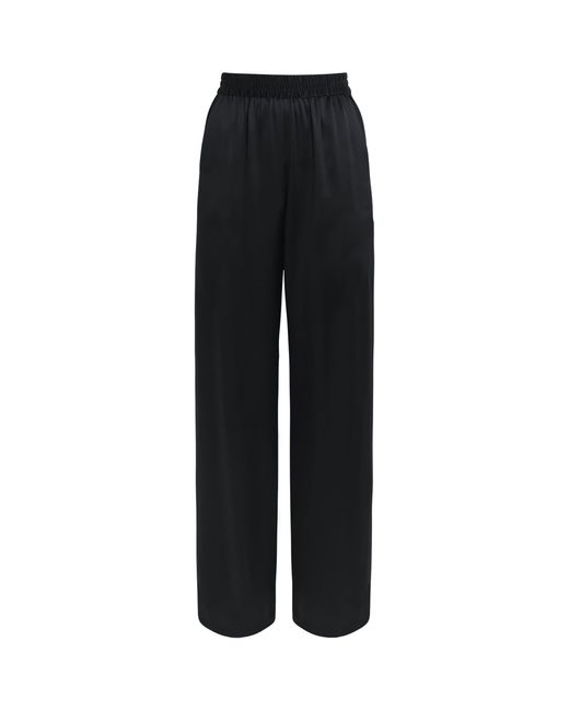 Eleventy Black Silk Wide-Leg Trousers