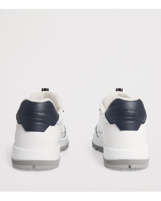 Brioni White Leather Crossing Sneakers for men