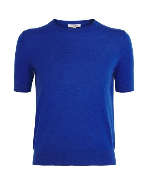 Lafayette 148 New York Blue Cashmere Crew-Neck Sweater