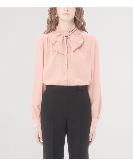 Valentino Pink Silk Bow-Tie Blouse