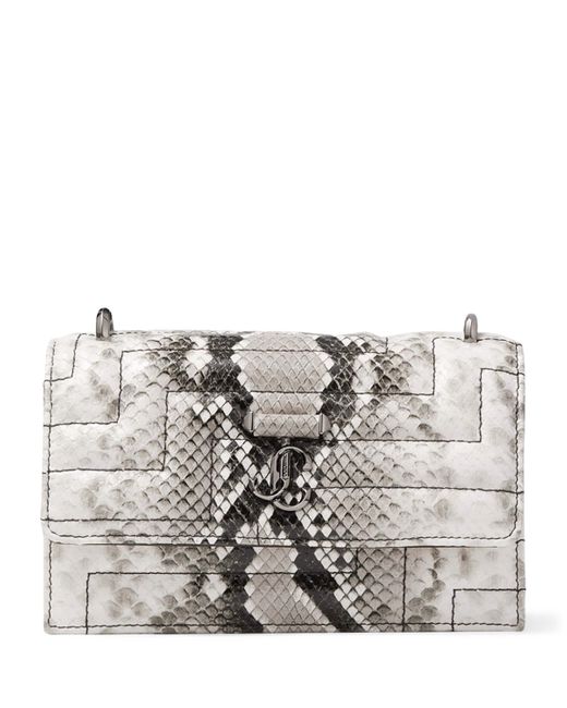 Jimmy Choo Gray Mini Snakeskin-Effect Avenue Shoulder Bag