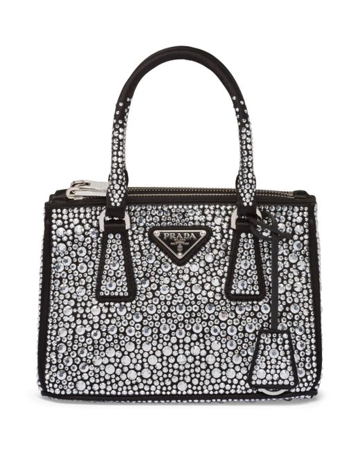 Prada Mini Embellished Galleria Top Handle Bag in Black Lyst UK