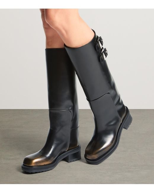 Jimmy Choo Black Brooklyn 50 Leather Knee-High Boots