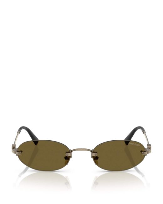 Miu Miu Green Metal Oval Mua54S Sunglasses