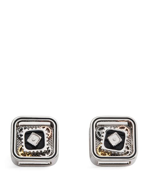 Tateossian Black Metal Quadrato Gear Cufflinks for men