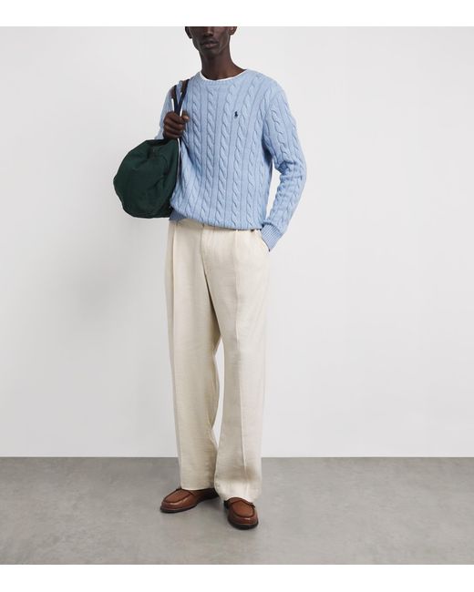 Polo Ralph Lauren Blue Cotton Cable-Knit Sweater for men