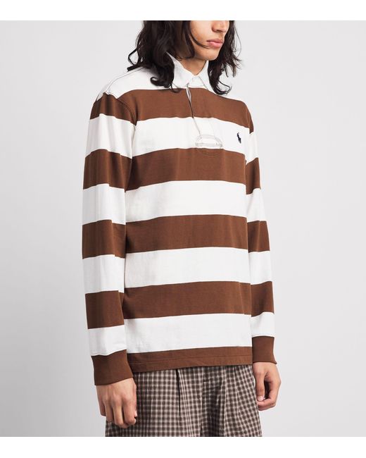 Polo Ralph Lauren Brown Cotton Stripe Rugby Shirt for men