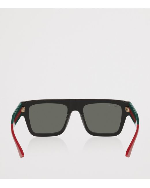 Gucci Gray Acetate Rectangle Sunglasses for men