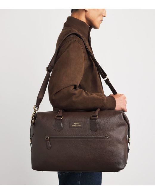 Polo Ralph Lauren Brown Grained Leather Duffle Bag for men