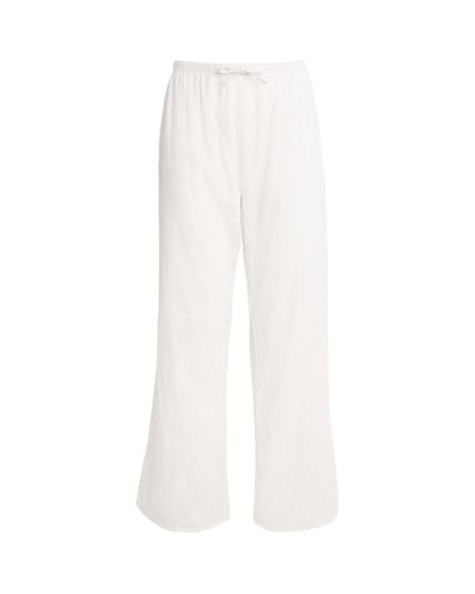 Desmond & Dempsey White Floral Jacquard Pyjama Trousers
