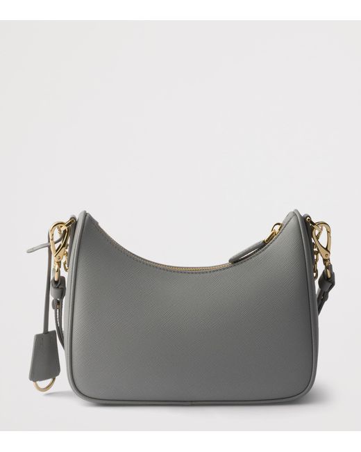 Prada Gray Mini Saffiano Leather Re-Edition Bag