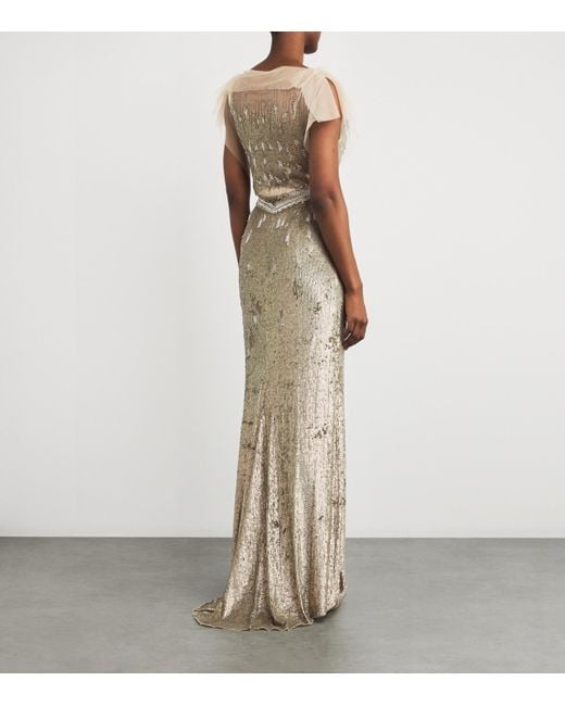 Jenny Packham Natural Tulle Sequinned Bonnie Gown
