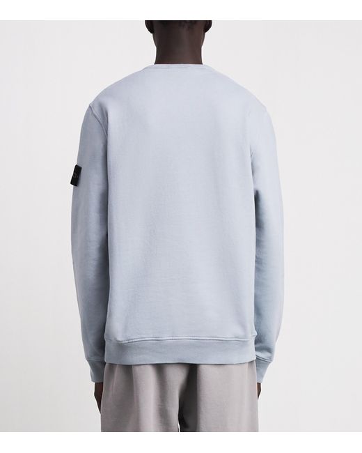Stone Island Blue Cotton Compass Sweatshirt for men