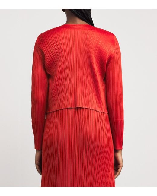 Pleats Please Issey Miyake Red Monthly Colors July Cardigan