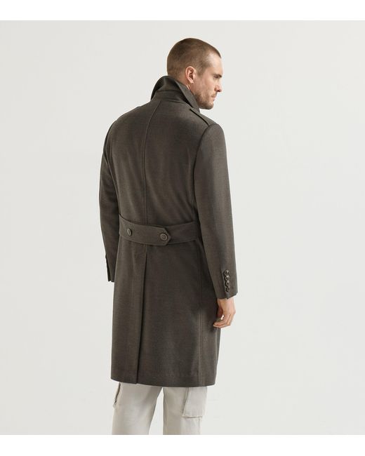 Brunello Cucinelli Gray Virgin Wool Water-Resistant Coat for men