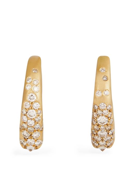 Nada Ghazal Metallic Yellow Gold And Diamond Doors Of Opportunity Mini Hoop Earrings