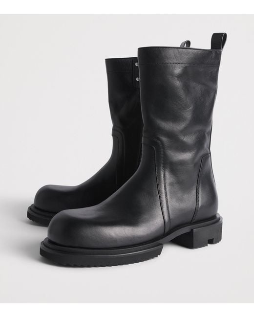 Rick Owens Black Leather Creeper Gabe Ankle Boots for men