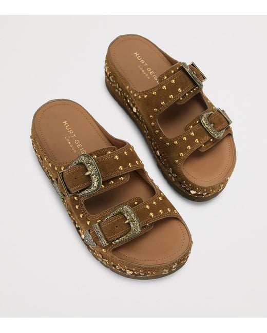 Kurt Geiger Brown Western Buckle Flatform Sandals