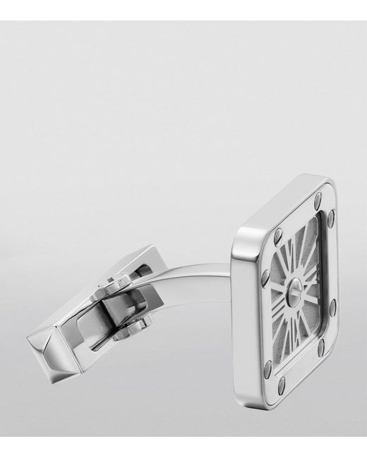 Cartier White Sterling Santos De Cufflinks for men