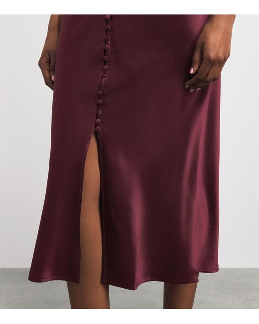 Olivia Von Halle Purple Silk Ilse Midi Slip Dress