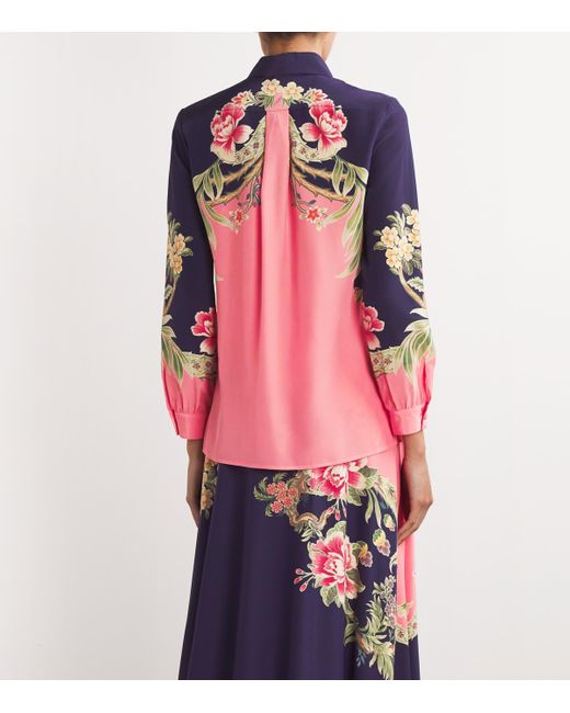 Etro Pink Silk Floral Print Shirt