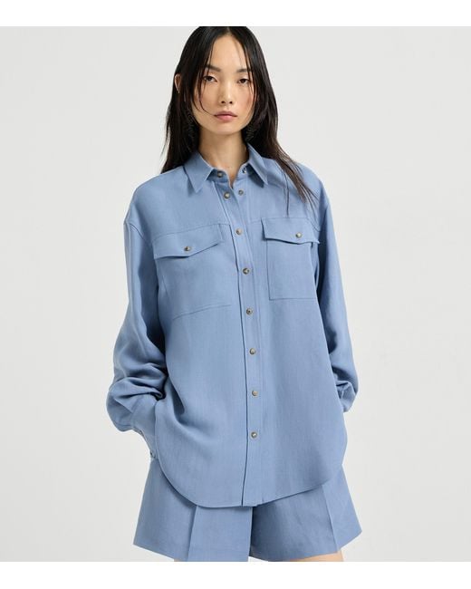 Brunello Cucinelli Blue Twill Twin-Pocket Shirt