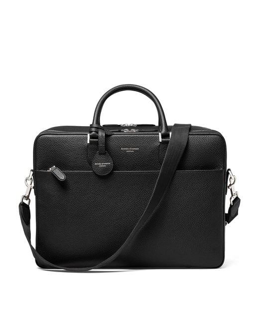 Aspinal Black Leather 48 Hour Mount Street Travel Bag