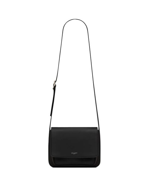 Saint Laurent Black Small Logo Messenger Bag for men
