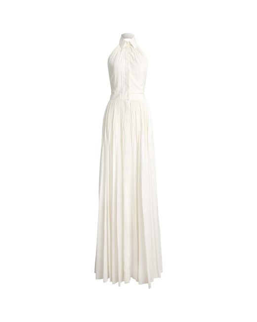 Ralph Lauren White Pleated Eldred Maxi Dress