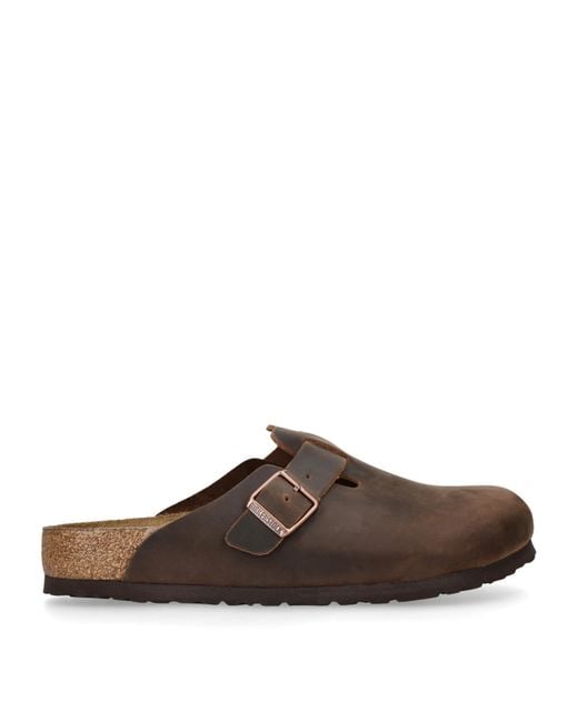 Birkenstock Brown Oiled Leather Boston Clogs for men