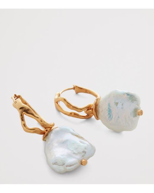Monica Vinader Metallic X Mother Of Pearl Large Vermeil And Keshi Pearl Drop Earrings