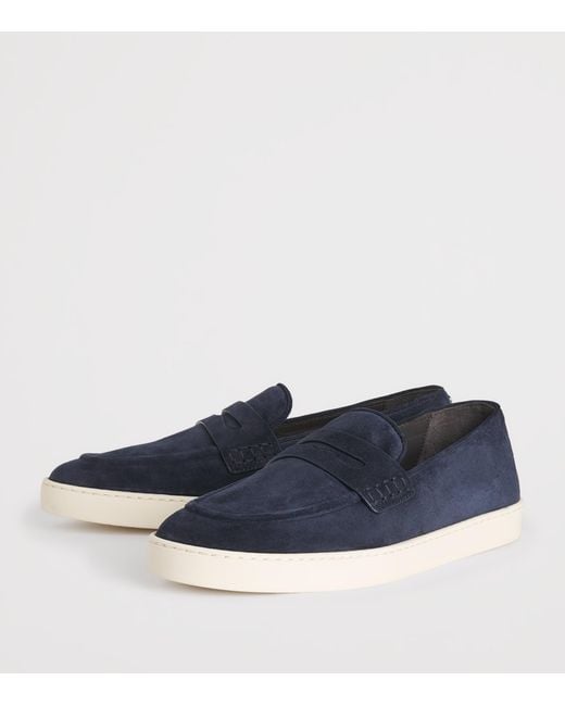 Canali Blue Suede Penny Loafers for men