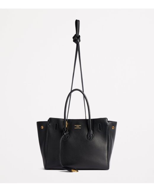 Balenciaga Black Mini Leather Hampton Top-Handle Bag