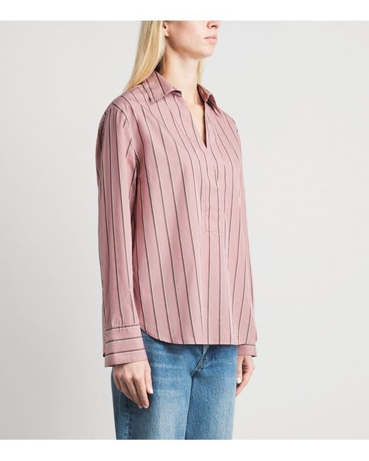 Vince Pink Cotton Stripe Shirt