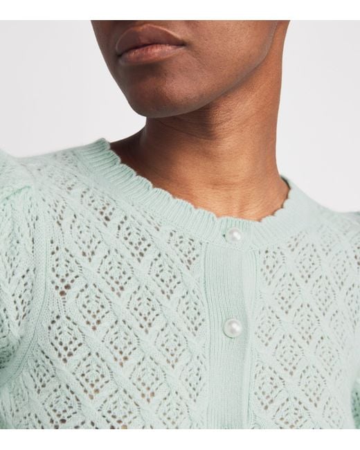 Alice + Olivia Green Cashmere Puff-Sleeve Doris Cardigan