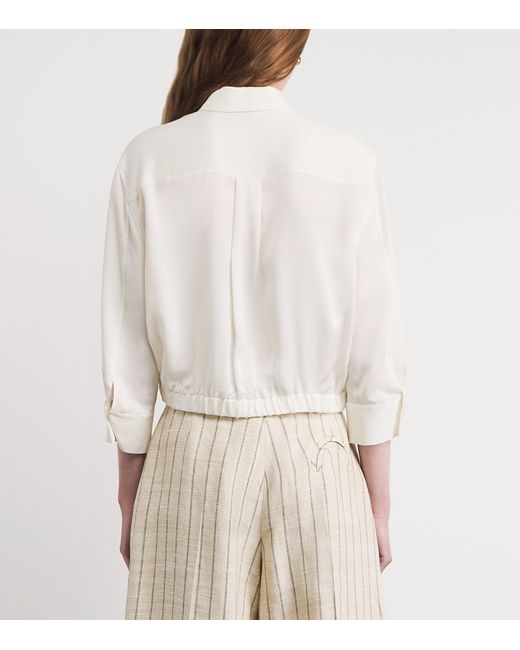 Theory White Supima Cotton Cinched Shirt