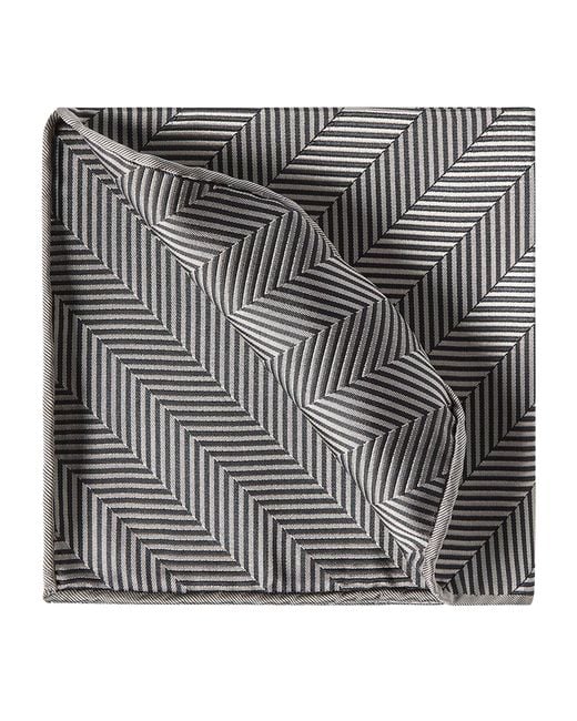 Brunello Cucinelli Black Silk Chevron Pocket Square for men